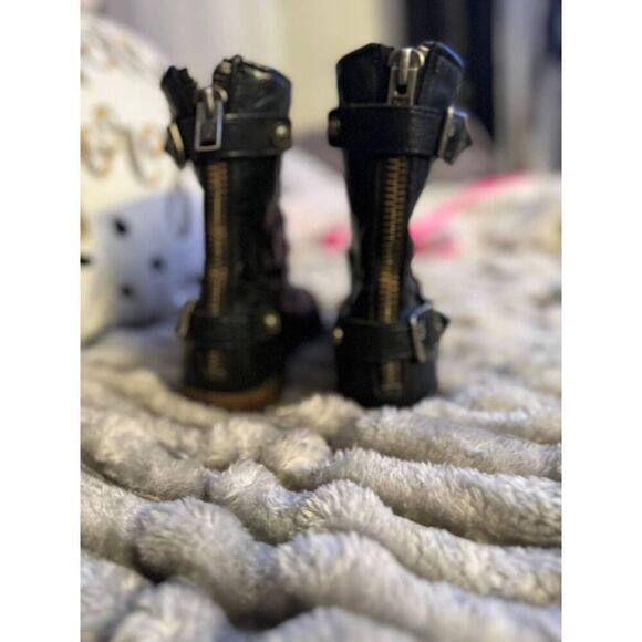 8 frye veronica black leather moto biker boot-bootie - Picture 12 of 12